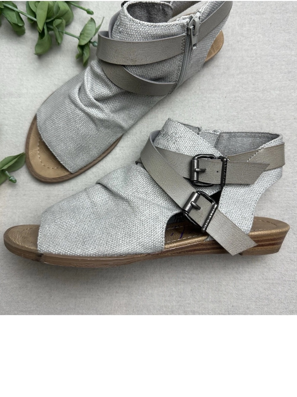 Blowfish Malibu Slouchy Boho Balla Sandals Gray Canvas Casual